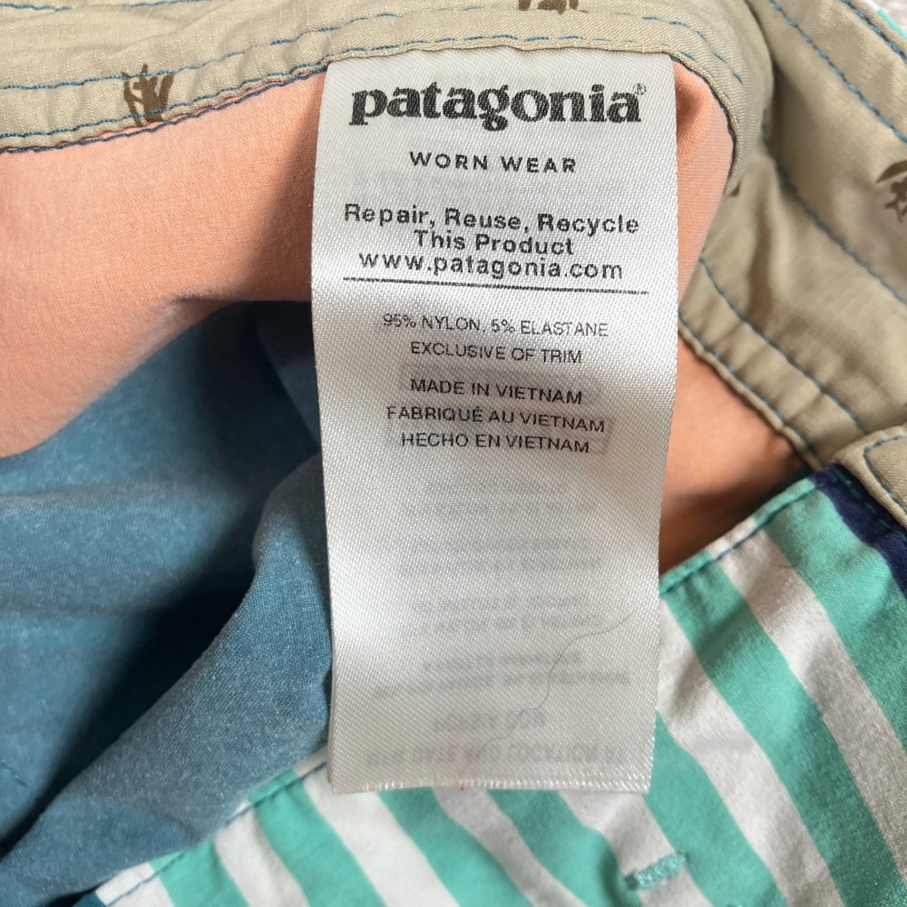 Patagonia Wavefarer Men's 34 Boardshorts Blue Orange Striped 86543 - Picture 8 of 9